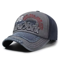 Distressed navy and grey baseball cap featuring New York patchwork and washed finish - Gray