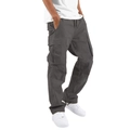 Detalle de pantalones cargo gris oscuro con bolsillos laterales grandes y cordón ajustable - S / Bottoms / Negro