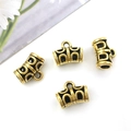 Set of four antique bronze alloy bail beads with hollow patterns for DIY jewelry - 14330-Bronze Cylinder Hollow