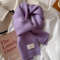 Simple purple knitted scarf with emo logo tag on soft casual layered clothing - Purple