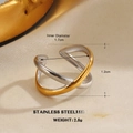 Minimalistischer zweifarbiger Crossover-Ring aus Edelstahl in Gold und Silber - Gekreuzter Wickelstil (Stil 8)