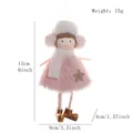 Roze en witte pluche engel kerstboomversiering met afmetingen van 15 cm hoogte - Roze