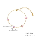 Bracciale in acciaio inossidabile dorato con ciondoli a farfalla viola e chiusura a moschettone - Bracciale Oro (B2434-GO)