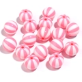 Rosa und weiß gestreifte Acryl-Rundperlen mit großen Löchern für DIY-Schmuckherstellung - Außendurchmesser 20MM / Rosa