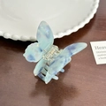 Elegant butterfly hair claw clip with blue and green marble acetate pattern finish - Blue Purple Butterfly Claw