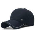 Dunkelblaue gesteppte Winter-Baseballkappe mit Ohrenklappen und Sport-Metallemblem - Verstellbar / Marineblau