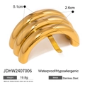 Fermaglio per capelli a U in acciaio inossidabile dorato lucido, impermeabile e ipoallergenico - Design Parallelo a Tre File (JDHW2407006) / Oro