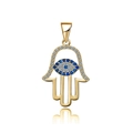 Hamsa Hand Anhänger Halskette aus 925er Silber mit blauen und weißen Zirkonia - Nur Anhänger / Gold