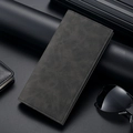 Slim bi-fold men's long wallet in dark grey matte finish with precision stitching - 11 Card Slots / 3 Bill Slots / 1 Photo Slot / Long Vintage Black