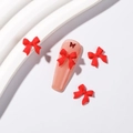 3D matte red bow nail art charms set for Japanese style manicure decoration - Red