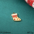 Weihnachtsstrumpf Anhänger aus Emaille für DIY Schmuckherstellung in 12x9mm - Patchwork Weihnachtssocke Stil (KLJ10403-ZLA)