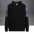 Sweat-shirt décontracté pour hommes bicolore noir et gris avec col rond et manches longues - S / Noir