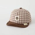Detail of baby plaid baseball cap with cute bear patch and breathable soft fabric texture - Toddler One Size / Cloth Label Bear Brown