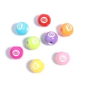 Close-up of colorful acrylic round beads with white number 8 for DIY jewelry making - Colorful Billiards 8