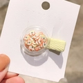 Cute yellow hair clip for girls featuring transparent apple sequins and moving sand - Apple Circle Series