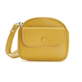 Yellow pebble leather wristlet wallet with arc silhouette and snap pocket closure - Yellow