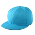 Dettaglio del cappello hip hop blu acceso con visiera piatta e trama in cotone twill - Regolabile / Blu lago