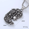 Macro detail of silver vintage Medusa pendant showing snake hair textures and 40mm height - Retro Medusa Head Style (Style 2)