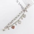 Silver metal chain phone case strap with heart charms and magnetic clasp decor - K287 Metal Double Chain (Heart)