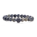 Bracciale elastico in sodalite naturale da 8mm con perle blu e elemento centrale piatto - Sodalite