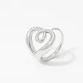 Anillo abierto de corazón plateado con diseño de metal retorcido y estilo hueco - Estilo Plateado (PD772)