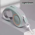 Light green retractable dog leash with 5m reflective rope and sturdy metal hook - Morandi Green / 3M
