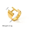 Golden H-shaped ring in 18K gold plated titanium steel with 1.5cm width and wide band design - Letter H