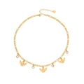 Collana con angelo dorato, doppia nappa, accenti di perle e ciondoli di cristallo - Stile Ali d'Angelo con Strass (2#)