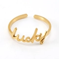 Anello regolabile in acciaio inossidabile placcato oro 18K con design Lucky - Stile Lucky (Z444) / Oro