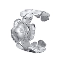 Bracciale rigido aperto argento con fiori 3D in stile vintage francese da donna - Color Acciaio