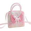 Pink plush unicorn shoulder bag for girls with sequins wings and crossbody strap - Tie-dye Multicolor