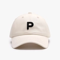 Classic cream cotton baseball cap featuring 3D embroidered black letter P on front - Adjustable / Beige