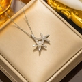 Silver starfish necklace with sparkling pavé zircon and elegant pearl on premium jewelry box - Pearl Starfish Style (Silver)