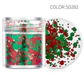 Christmas nail art glitter SD282 with red and green mixed hexagon sequins in a jar - SD282-Red Green Hexagon