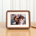 Black walnut solid wood photo frame with rounded edges and white card insert on a desk - 3 Inch / Walnut