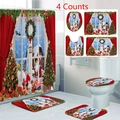 Detail showing the 4-piece Christmas bathroom set with Santa shower curtain and non-slip mats - Christmas Festive (22SDYL4C) - 3 Piece Mat Set