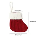 Mini red knitted Christmas stocking with 7cm opening and white hanging loop - Small Knitted Christmas Stocking Red