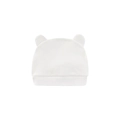 Detail of newborn pure cotton white hat with cute ears on a clean white background - White