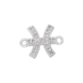 Close-up of silver Pisces zodiac connector with micro-paved cubic zirconia for jewelry - Silver Pisces