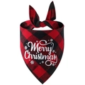 Detail of red and black buffalo plaid Christmas pet bandana with Merry Christmas print - Red Plaid Letter Style A (Merry Christmas)