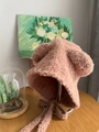 Cappello da aviatore rosa in peluche con orecchie da orso e lacci invernali - Rosa Antico