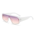 Translucent matte white flat top shield sunglasses with purple gradient lenses - Transparent Frame Purple Pink Lens