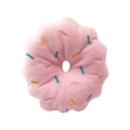 Pink plush donut dog squeak toy with colorful embroidery for pet dental chewing - Pink Donut