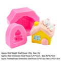3D bear and house silicone mold set for DIY handmade candles and crafts - 3#B1127 Small House-Pink