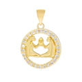 Macro shot of gold-plated Gemini zodiac pendant with micro-pave cubic zirconia crystals - Pendant Only / Gemini