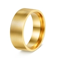 8mm goldener Titanstahlring mit horizontalen Rillen für Herren im modernen Stil - US 6 / Gold