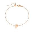 Cavigliera in acciaio inossidabile oro rosa con pendente a lettera P lucida per donna - P-Oro Rosa