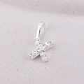 925 sterling silver necklace featuring a sparkling letter K pendant with clear zircons - Letter X / Silver