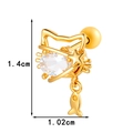 Titanium steel cat earring with large cubic zirconia and small fish charm pendant - Gold Cat Fish (0191-2#Gold)