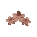 Brown matte flower claw clip with triple frosted petals for elegant hair styling - Matte Lotus Pink